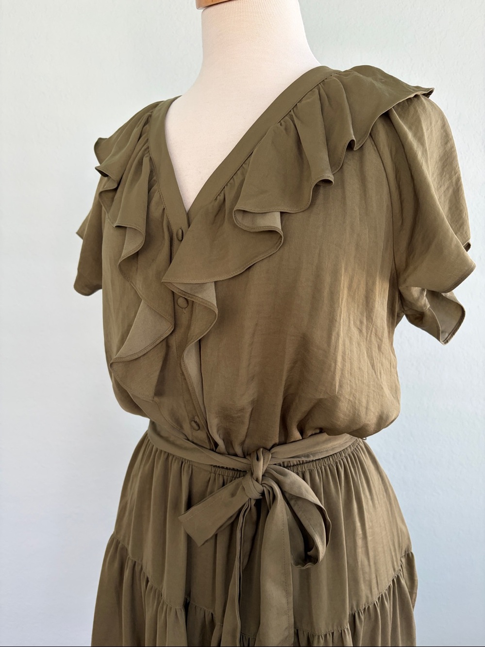 Lauren Ralph Lauren Black Label Satin Ruffle Tiered Dress - Picture 7 of 12